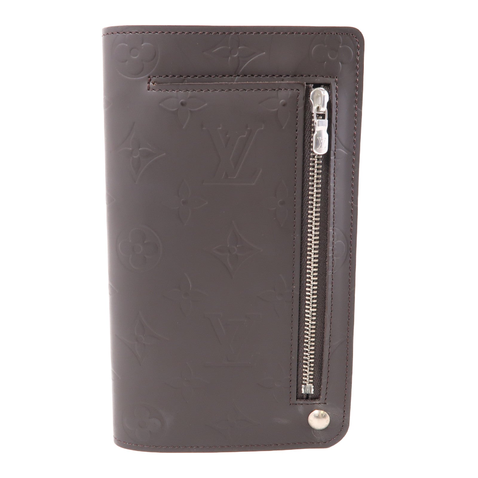 LOUIS VUITTON Monogram Glace Hoist Long Wallet銀扣長錢包棕色