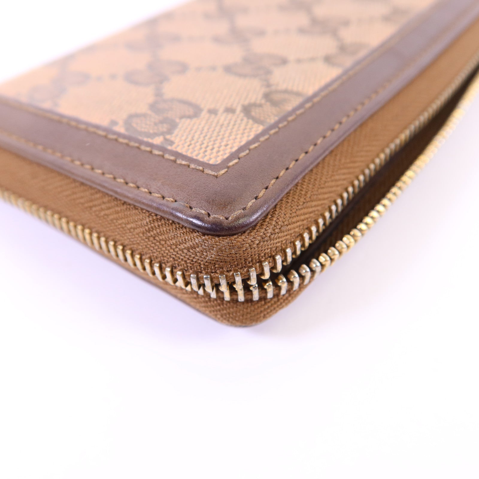 GUCCI 帆布GG Canvas Long Round Zipper Wallet金扣長錢包