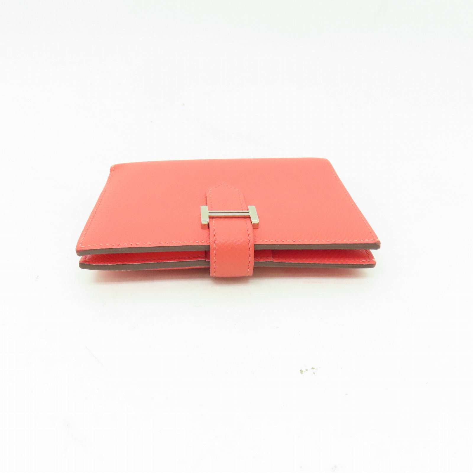 HERMES 【激減優惠】Epsom皮革Bearn Compact wallet銀扣錢包粉紅色