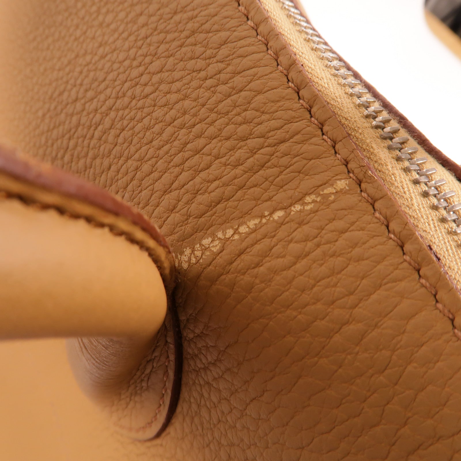 HERMES Clemence皮革Bolide 45手挽袋Biscuit