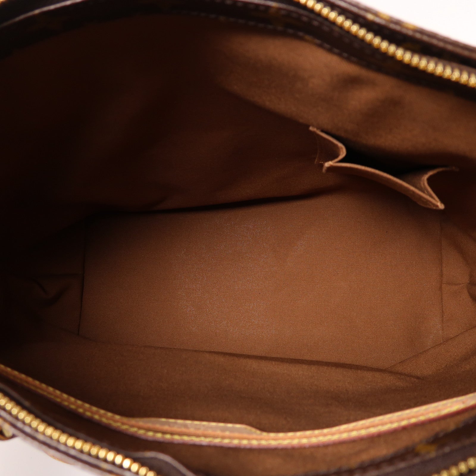 LOUIS VUITTON Monogram Cabas Mezzo金扣肩背袋棕色