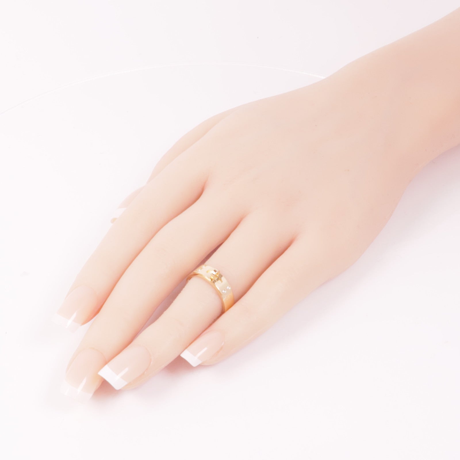 HERMES 18K玫瑰金Kelly Ring鑽石戒指Hermes#50/US#5.25