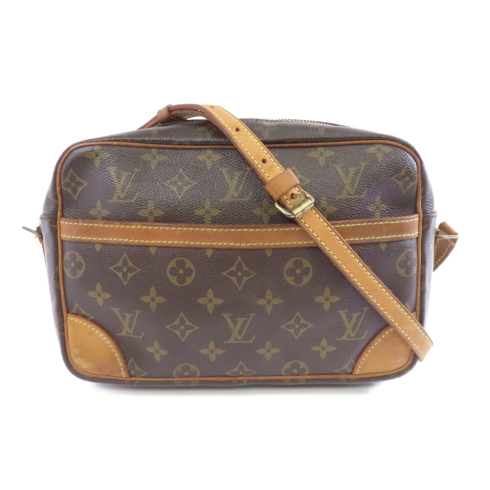 LOUIS VUITTON Monogram Trocadero 27金扣肩背袋棕色