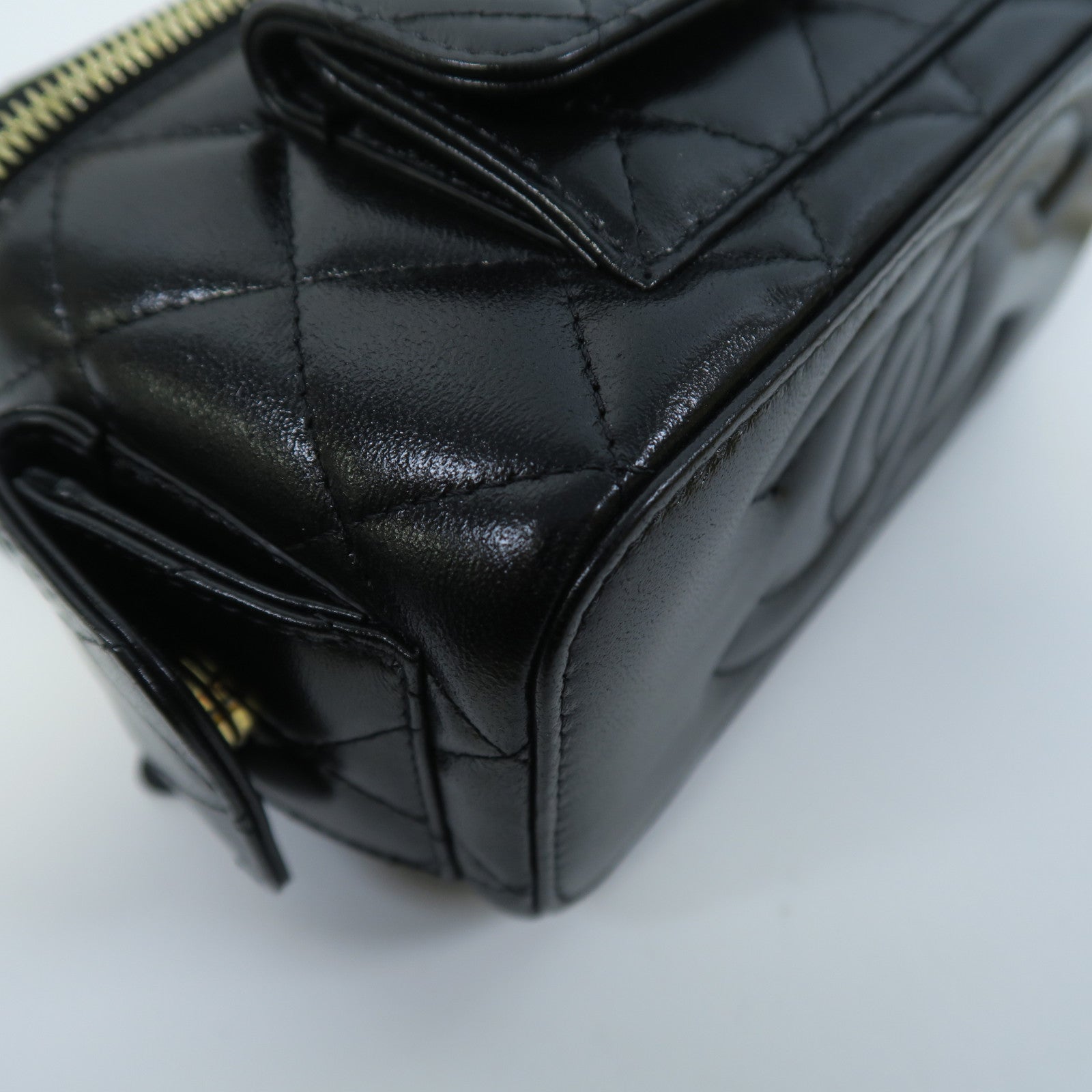 CHANEL **【激減優惠】菱格羊皮皮革Chain Shoulder金扣鏈帶肩背袋黑色