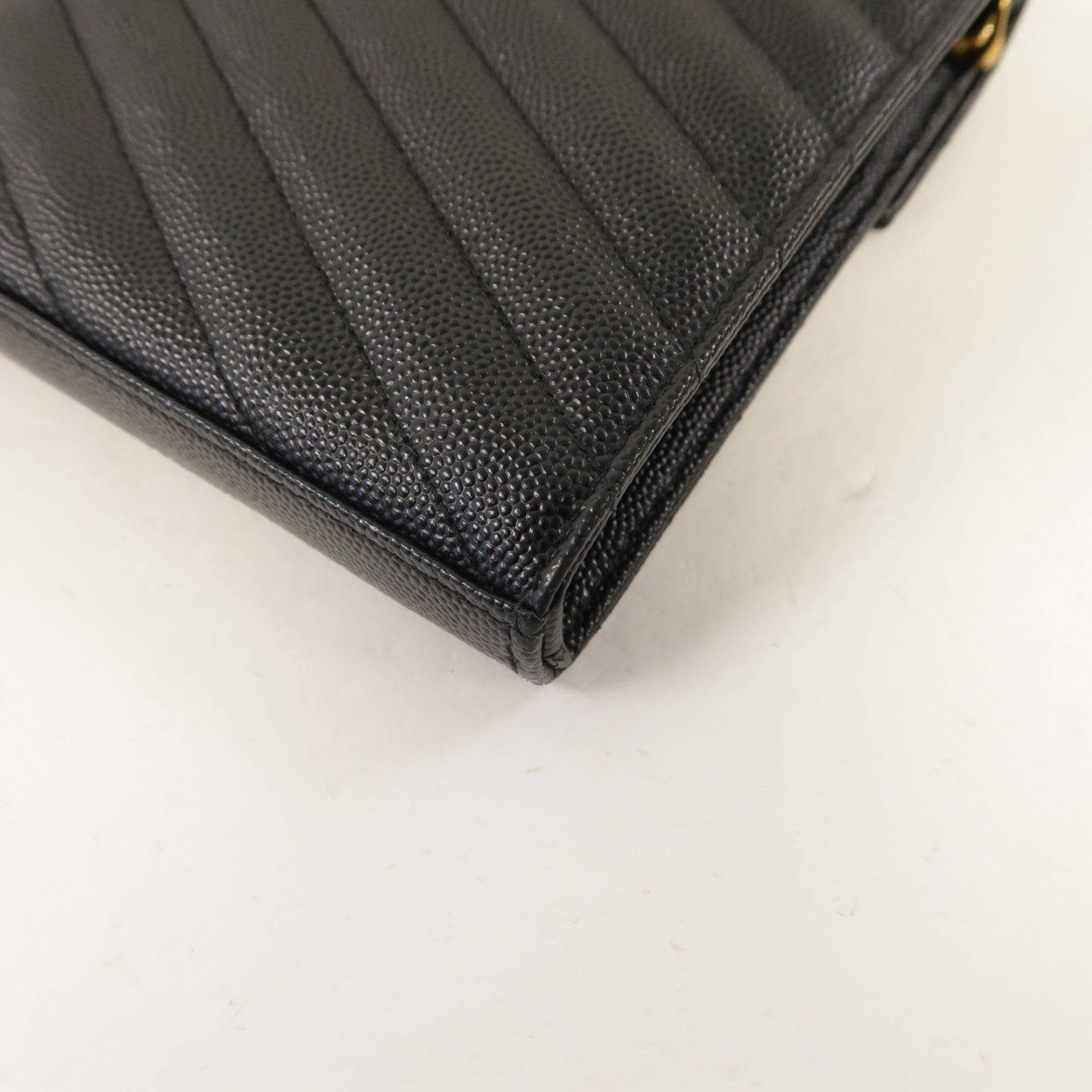 SAINT LAURENT 斜紋牛皮皮革Cassandre金扣鏈帶肩背袋黑色