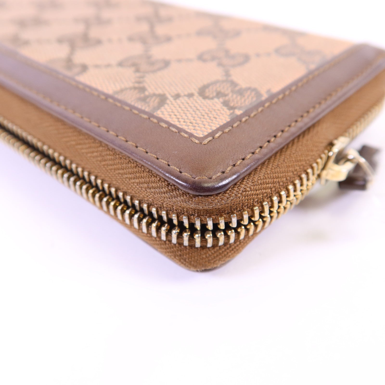 GUCCI 帆布GG Canvas Long Round Zipper Wallet金扣長錢包