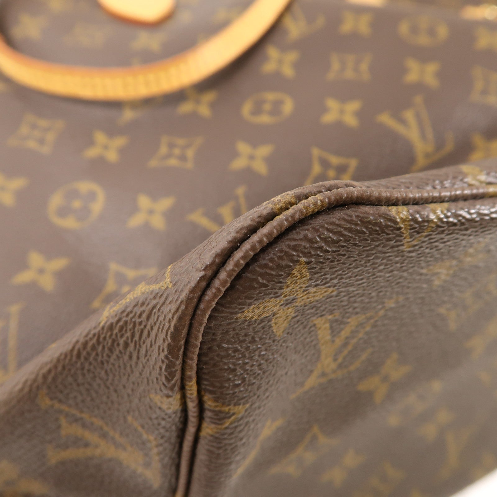 LOUIS VUITTON Monogram Neverfull MM金扣肩背袋棕色