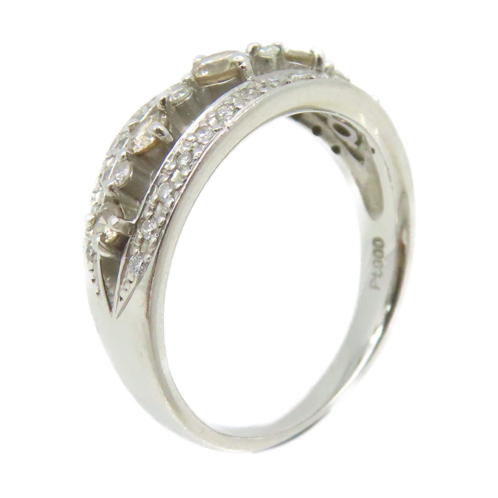 JEWELRY 【激減優惠】PT900鉑金/0.32ct/0.19鑽石Diamond Ring戒指US#5.5