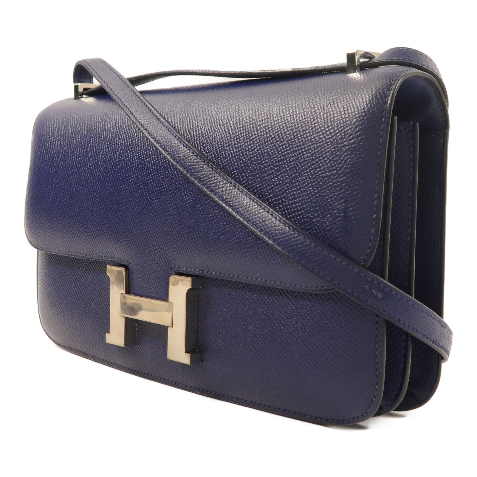 HERMES Epsom皮革Constance Elan肩背袋Bleu Saphir