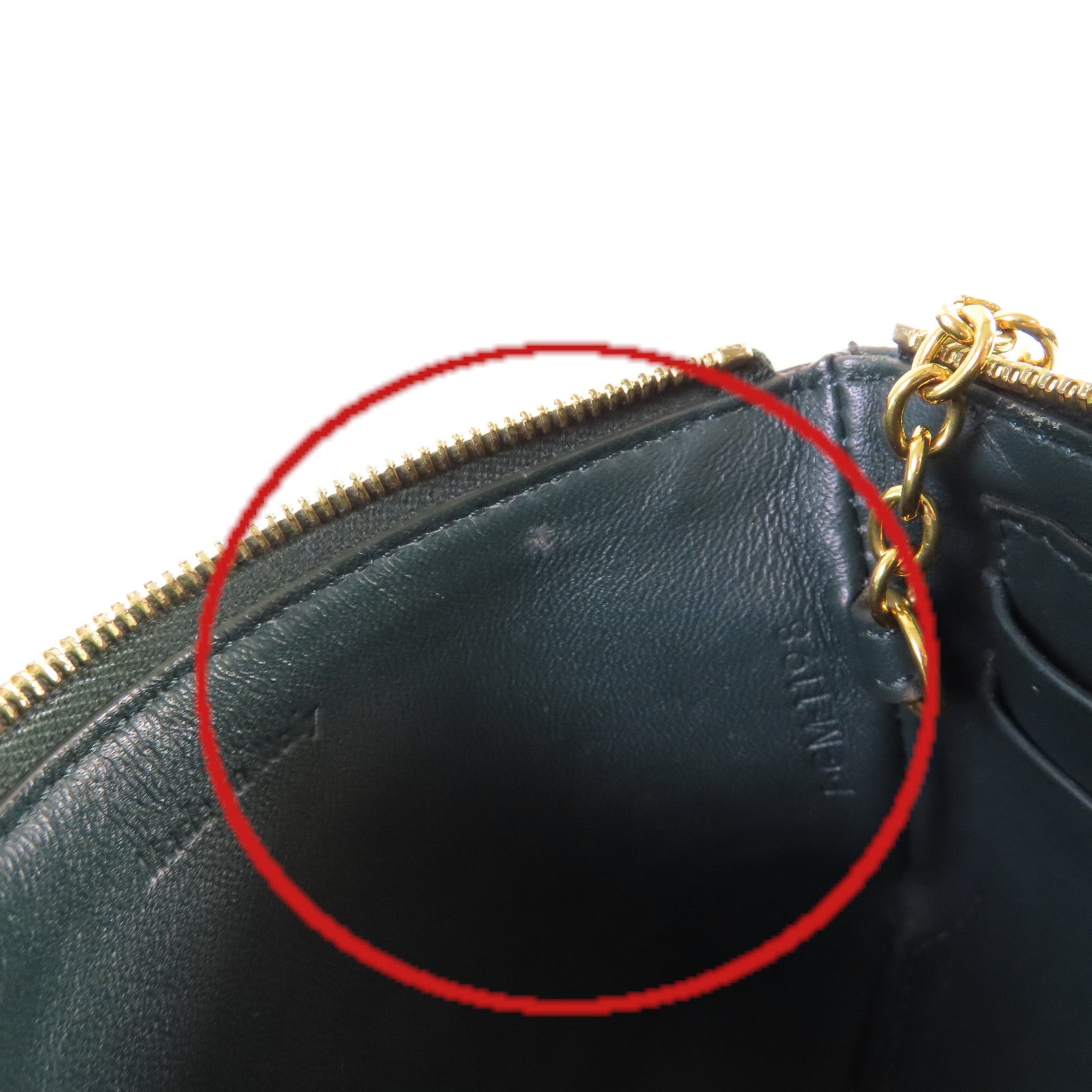 CELINE 牛皮皮革Card Case金扣卡片套黑色/綠色