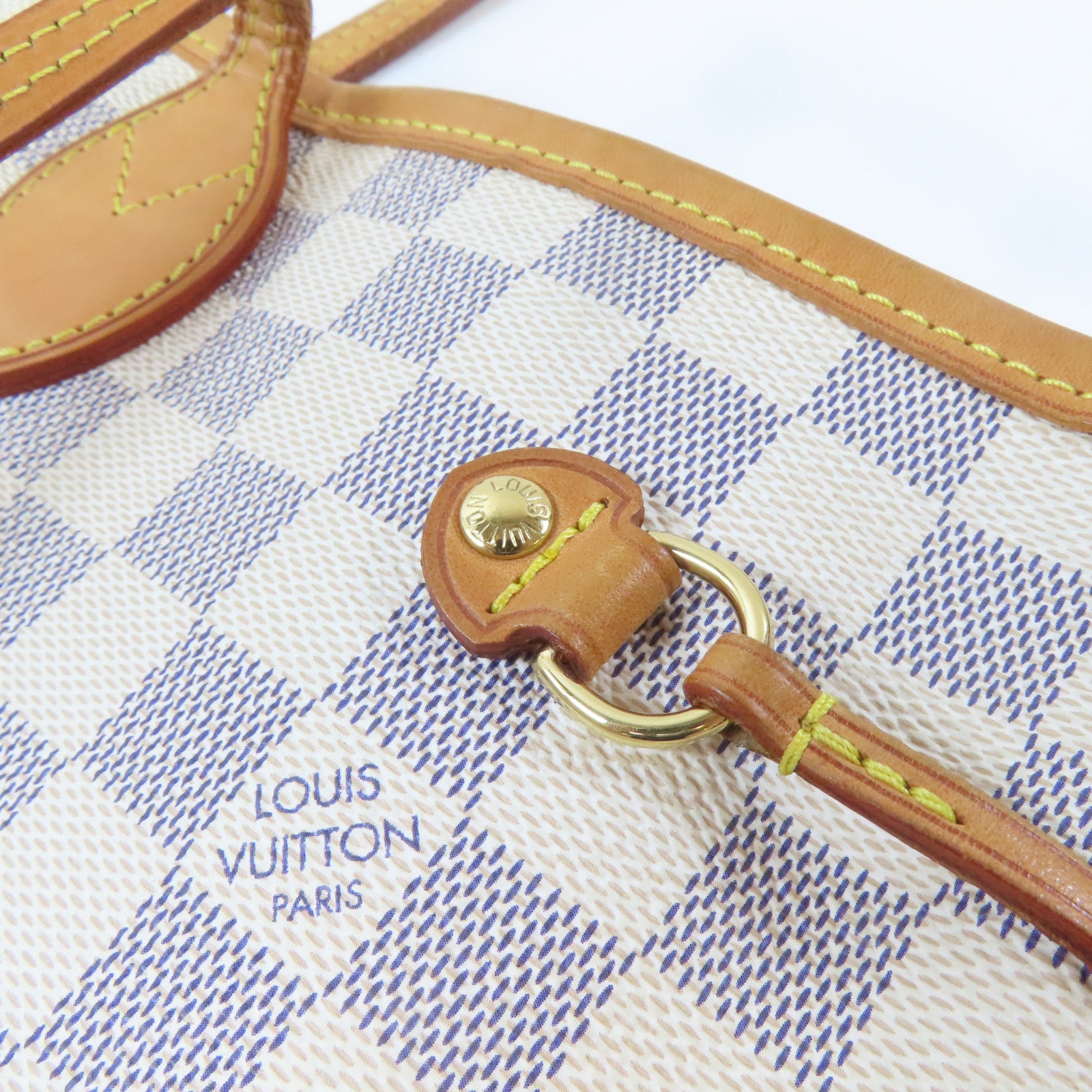 LOUIS VUITTON Damier Azur Neverfull MM金扣手挽袋米色