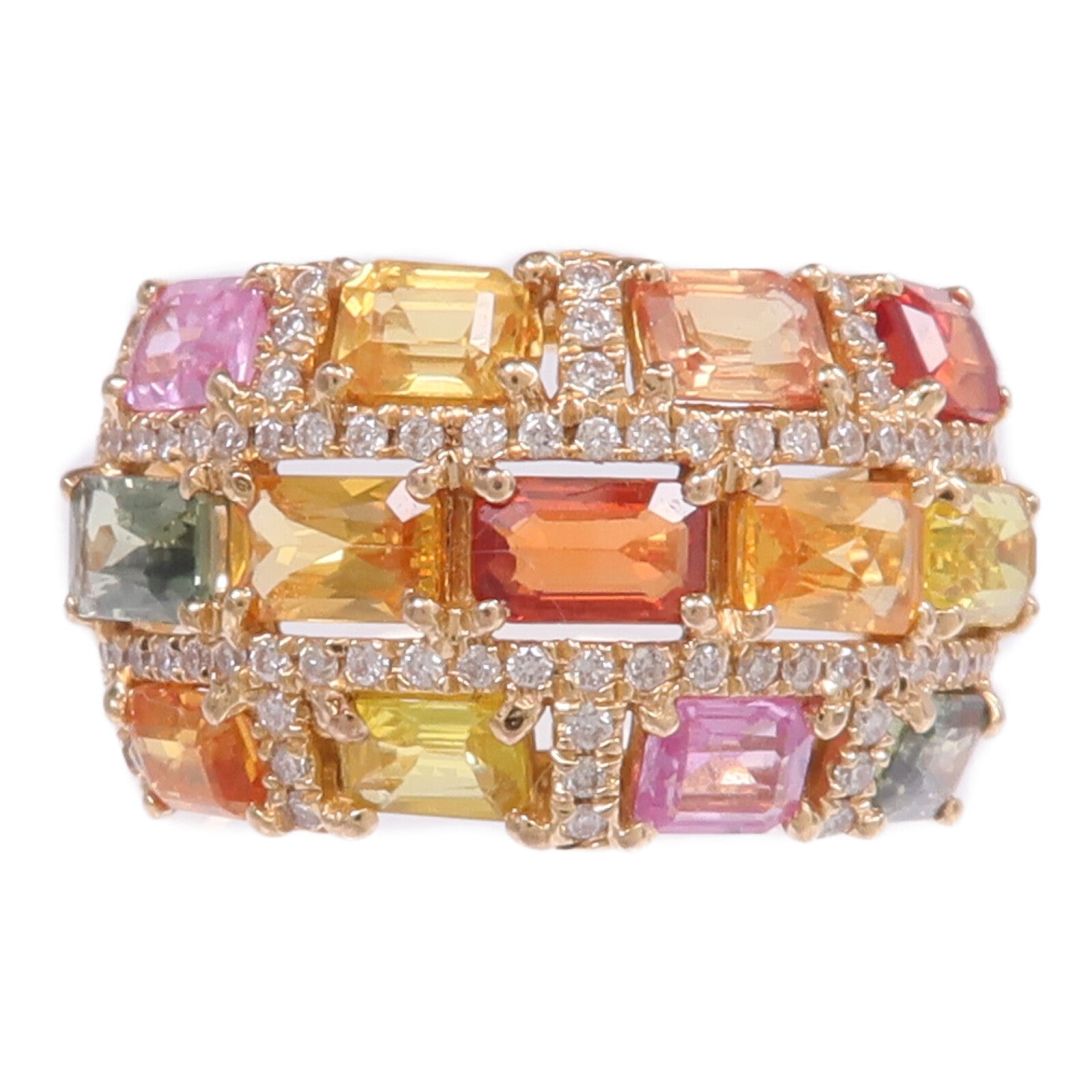 JEWELRY 18K黃金Sapphire Diamond Ring彩色藍寶石/鑽石戒指US#6.25
