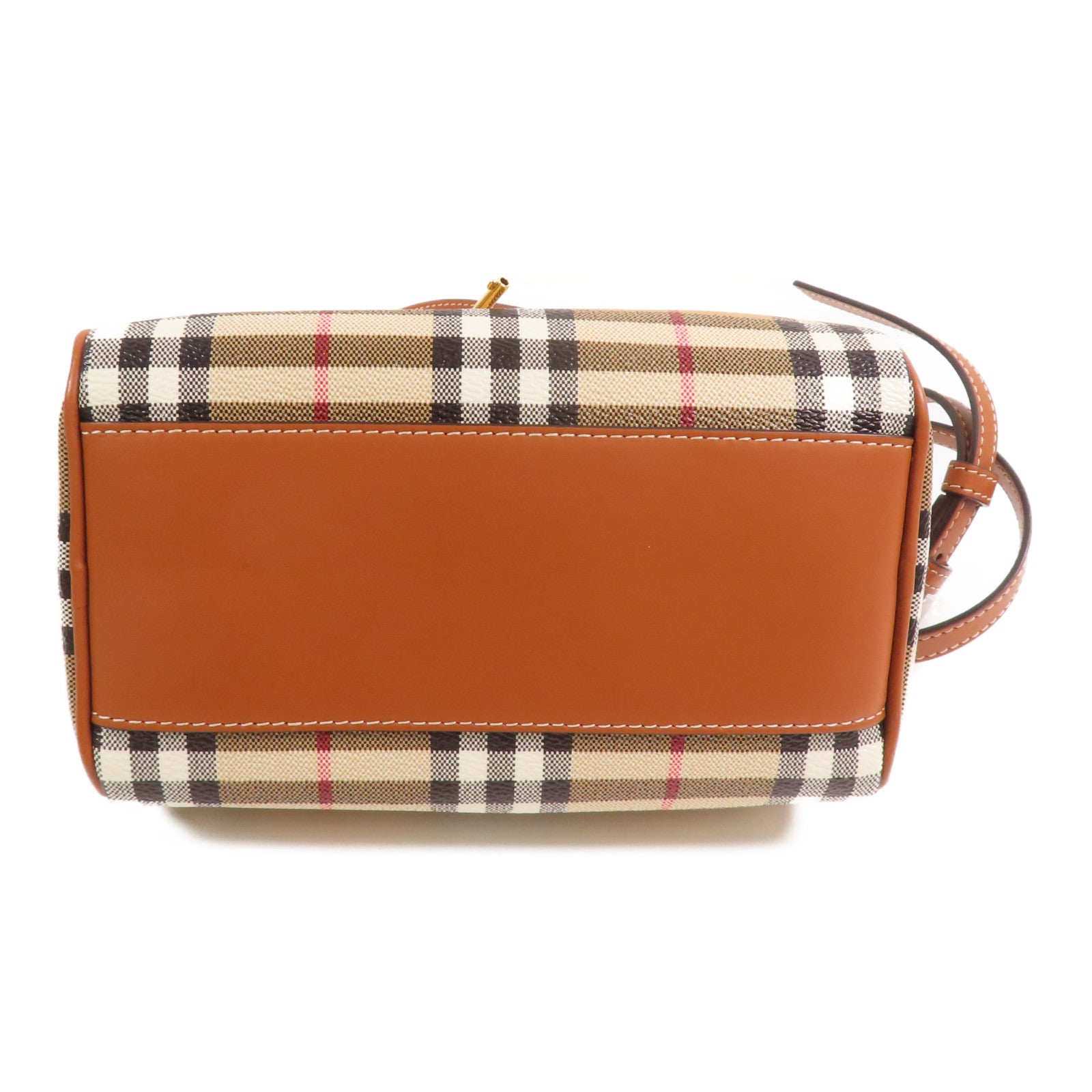 BURBERRY 塗層帆布Mini Check Bowling Bag金扣手挽肩背兩用袋