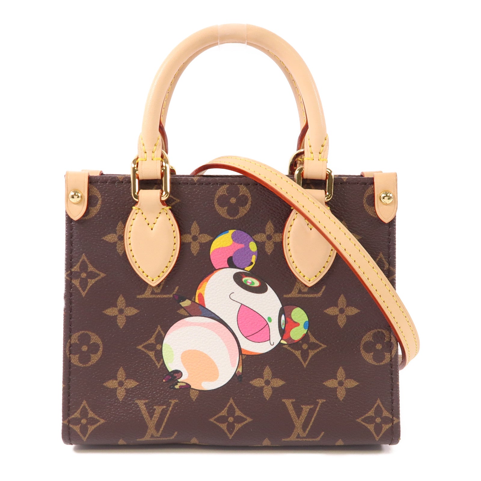 LOUIS VUITTON 塗Monogram LV X TM On The Go BB金扣手挽肩背兩用袋