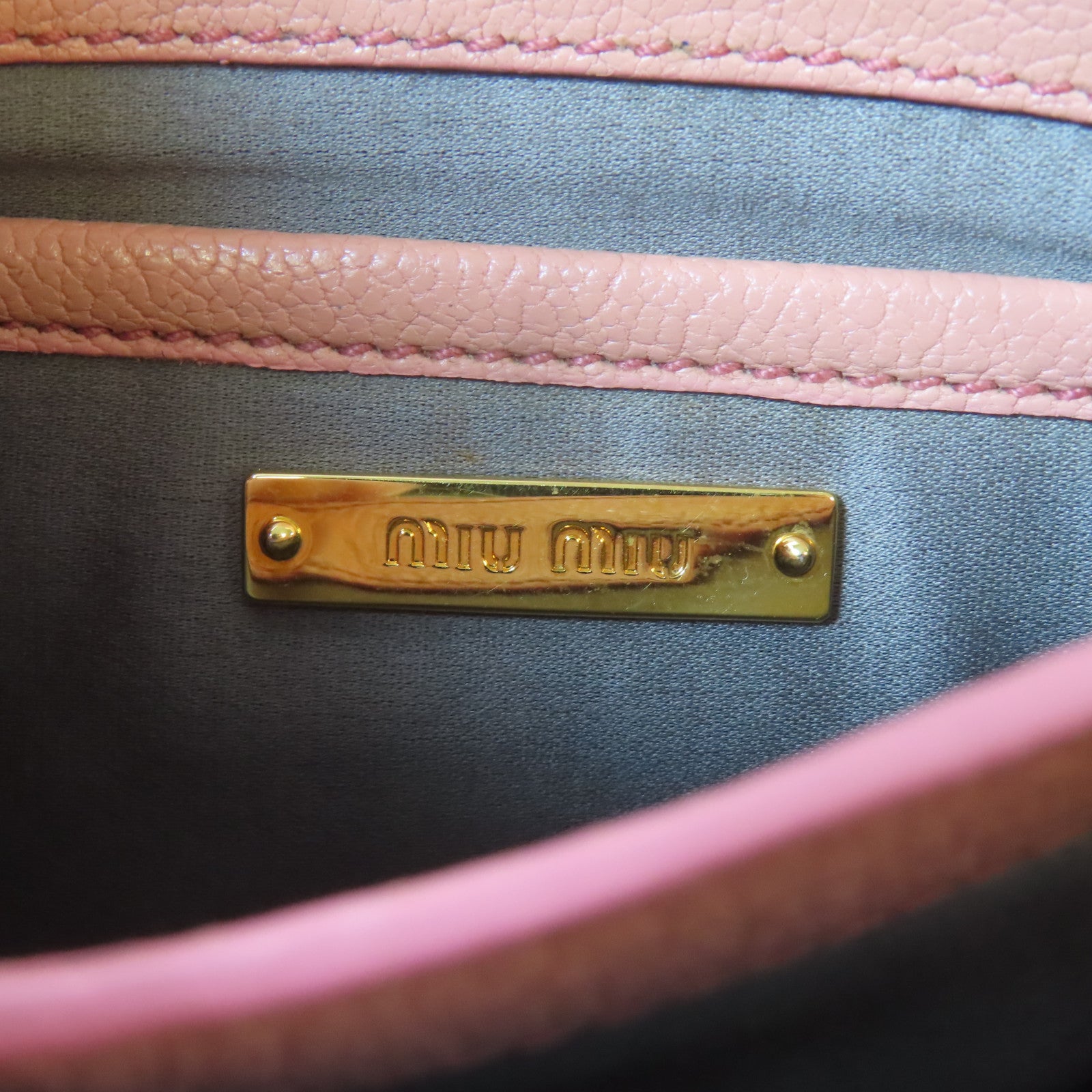 Miu Miu 牛皮皮革2 Way Shoulder Bag金扣手挽肩背兩用袋粉紅色