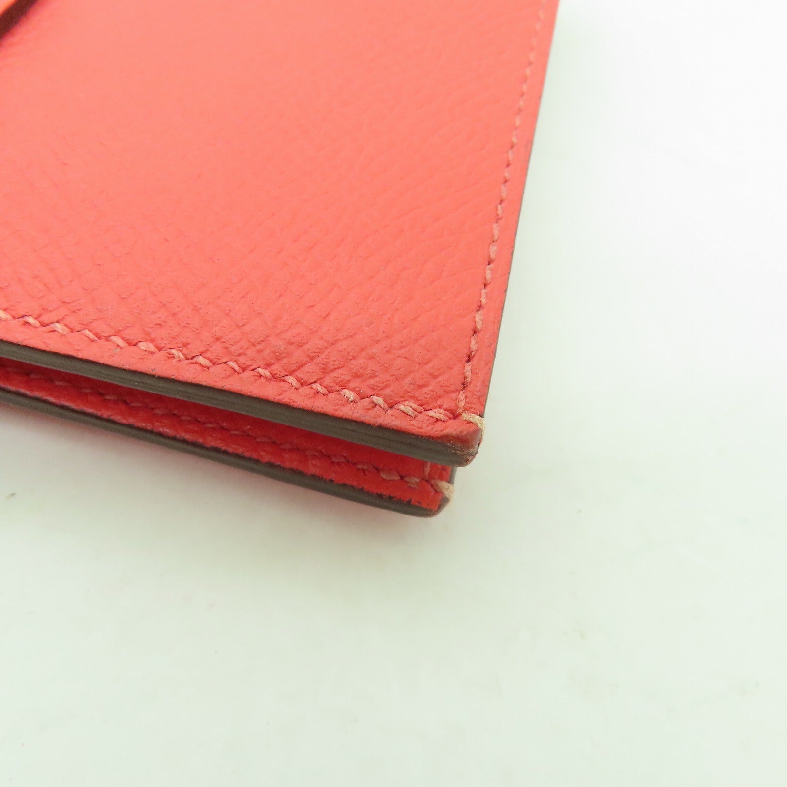 HERMES 【激減優惠】Epsom皮革Bearn Compact wallet銀扣錢包粉紅色