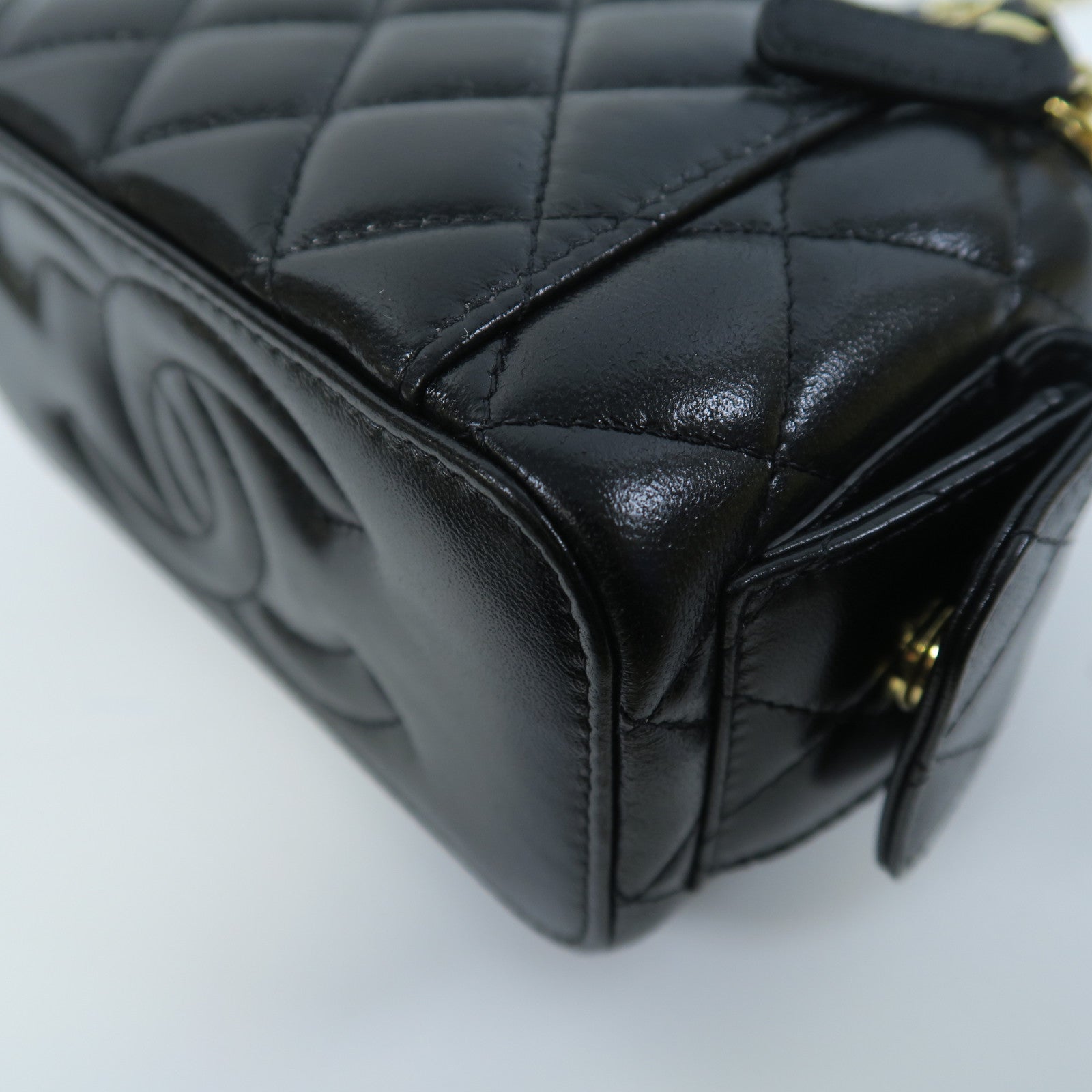 CHANEL **【激減優惠】菱格羊皮皮革Chain Shoulder金扣鏈帶肩背袋黑色