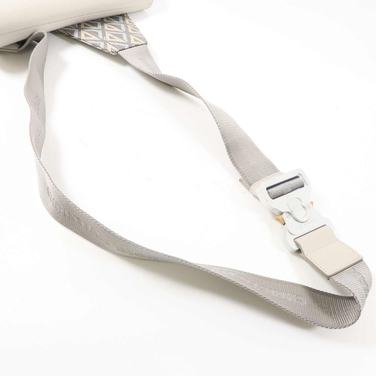Dior 塗層帆布Men Saddle Bag銀扣肩背袋灰色