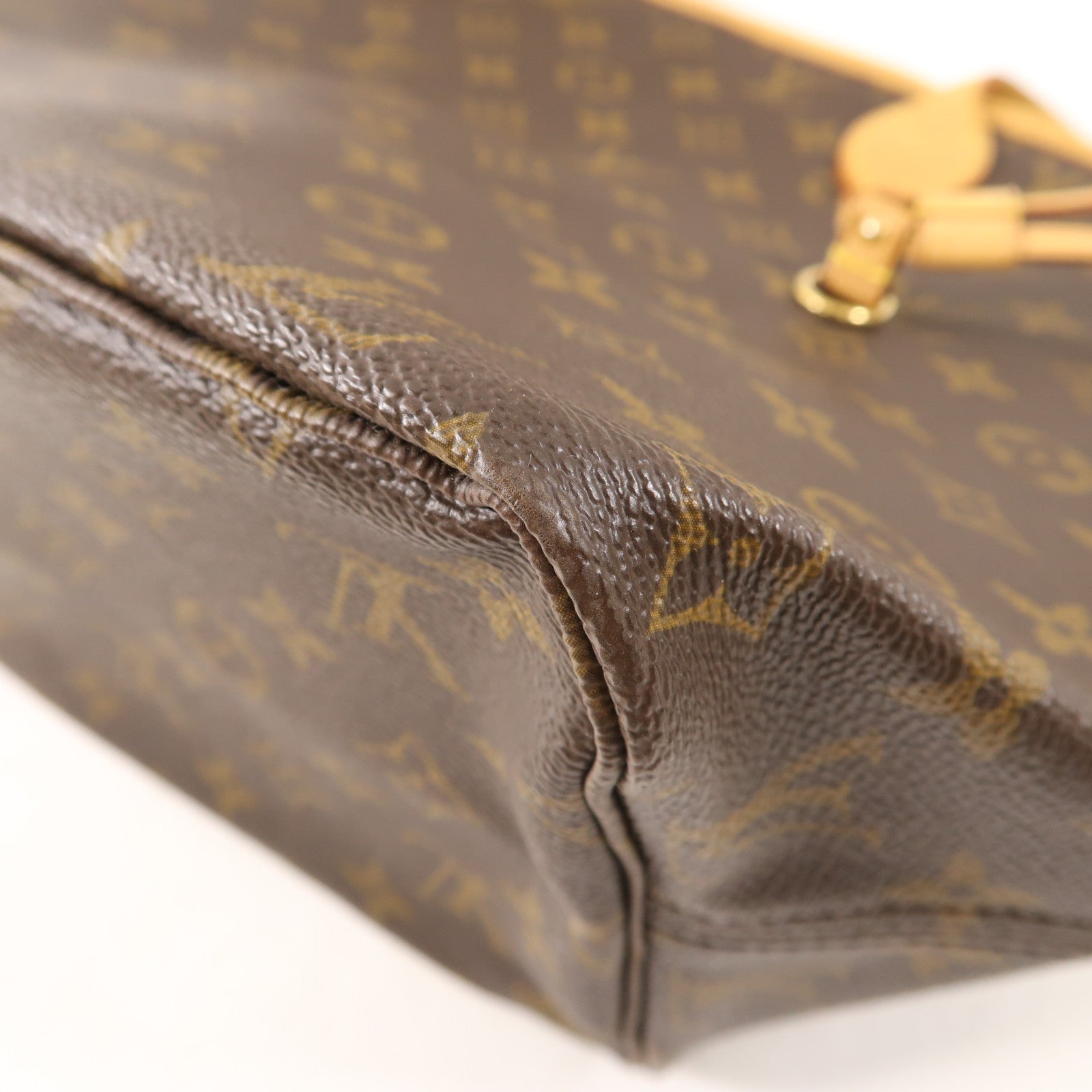 LOUIS VUITTON Monogram Neverfull MM金扣肩背袋棕色