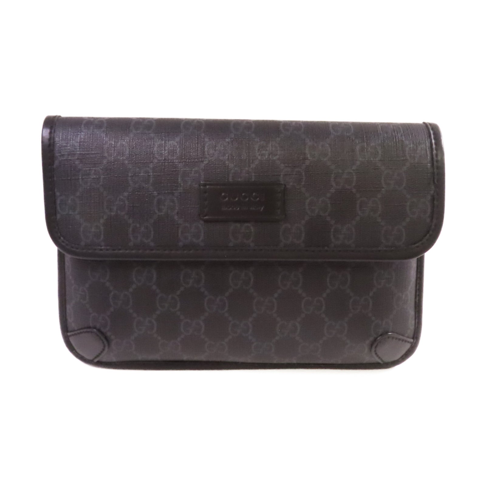GUCCI 塗層帆布Supreme Belt Bag銀扣肩背腰袋黑色