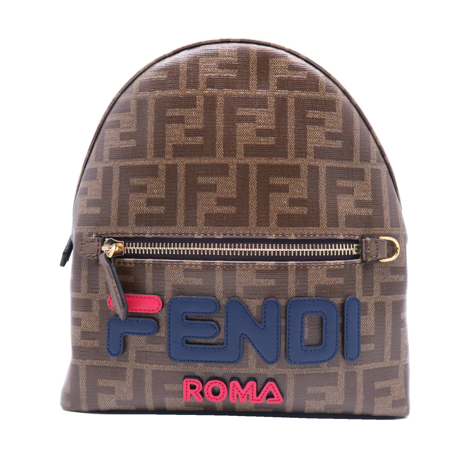 FENDI **【激減優惠】塗層帆布Backpack金扣背包啡色