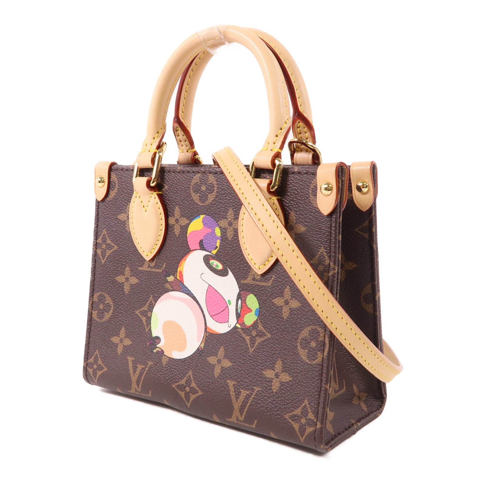 LOUIS VUITTON 塗Monogram LV X TM On The Go BB金扣手挽肩背兩用袋