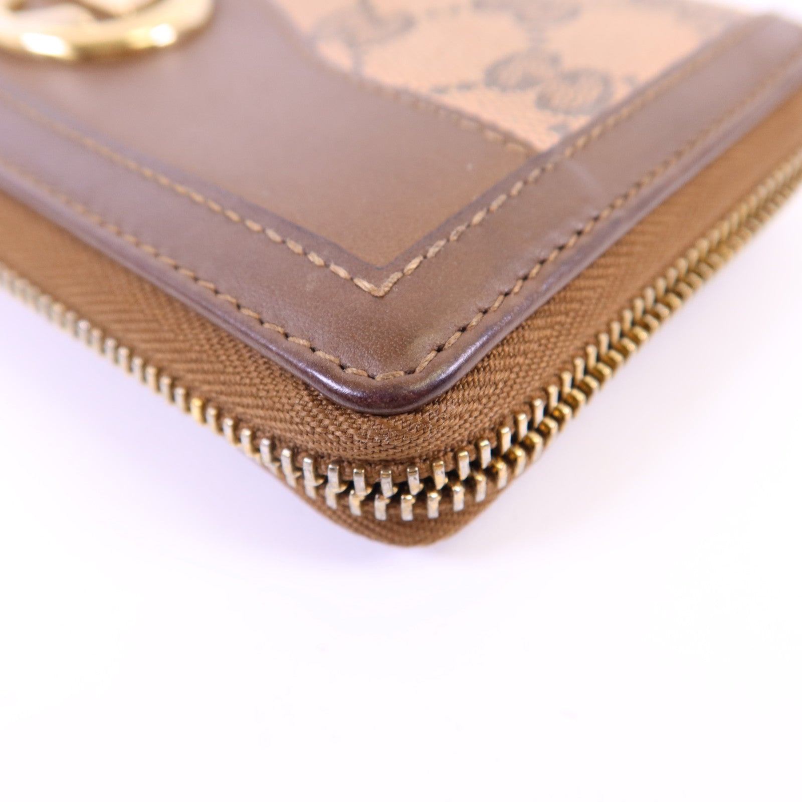 GUCCI 帆布GG Canvas Long Round Zipper Wallet金扣長錢包