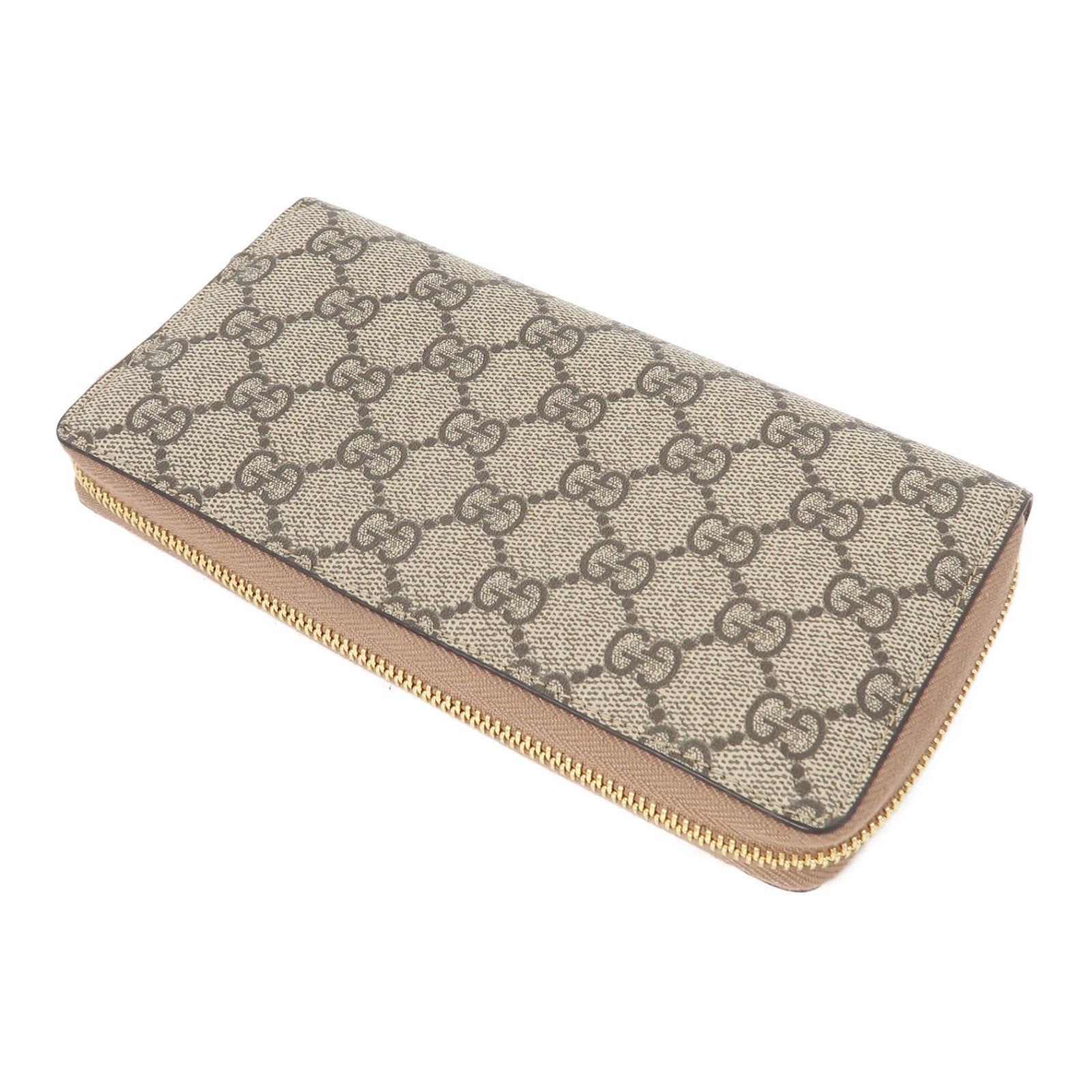 GUCCI 牛皮皮革Long Wallet金扣長錢包啡色/裸色