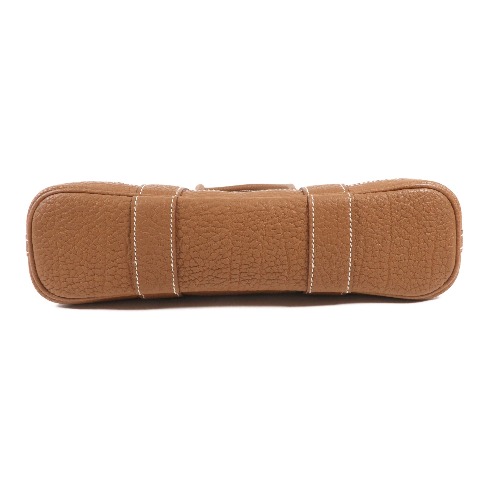 HERMES 帆布Garden File PM銀扣手挽肩背兩用袋Gold/Beton