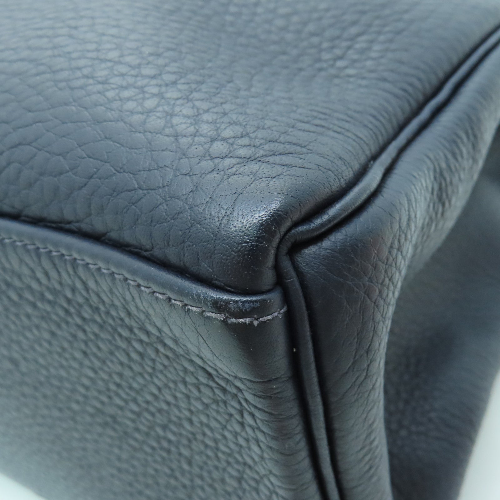 HERMES Clemence Leather Kelly Ado GM Gold Buckle Backpack Dark Indigo
