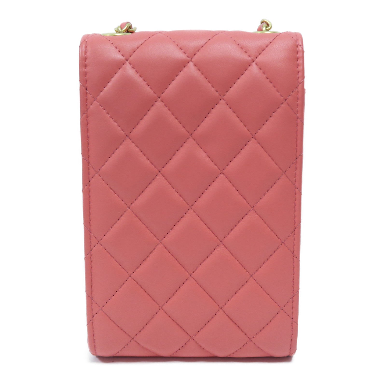 CHANEL **【激減優惠】菱格羊皮皮革Chain Shoulder Bag金扣鏈帶肩背袋粉紅色