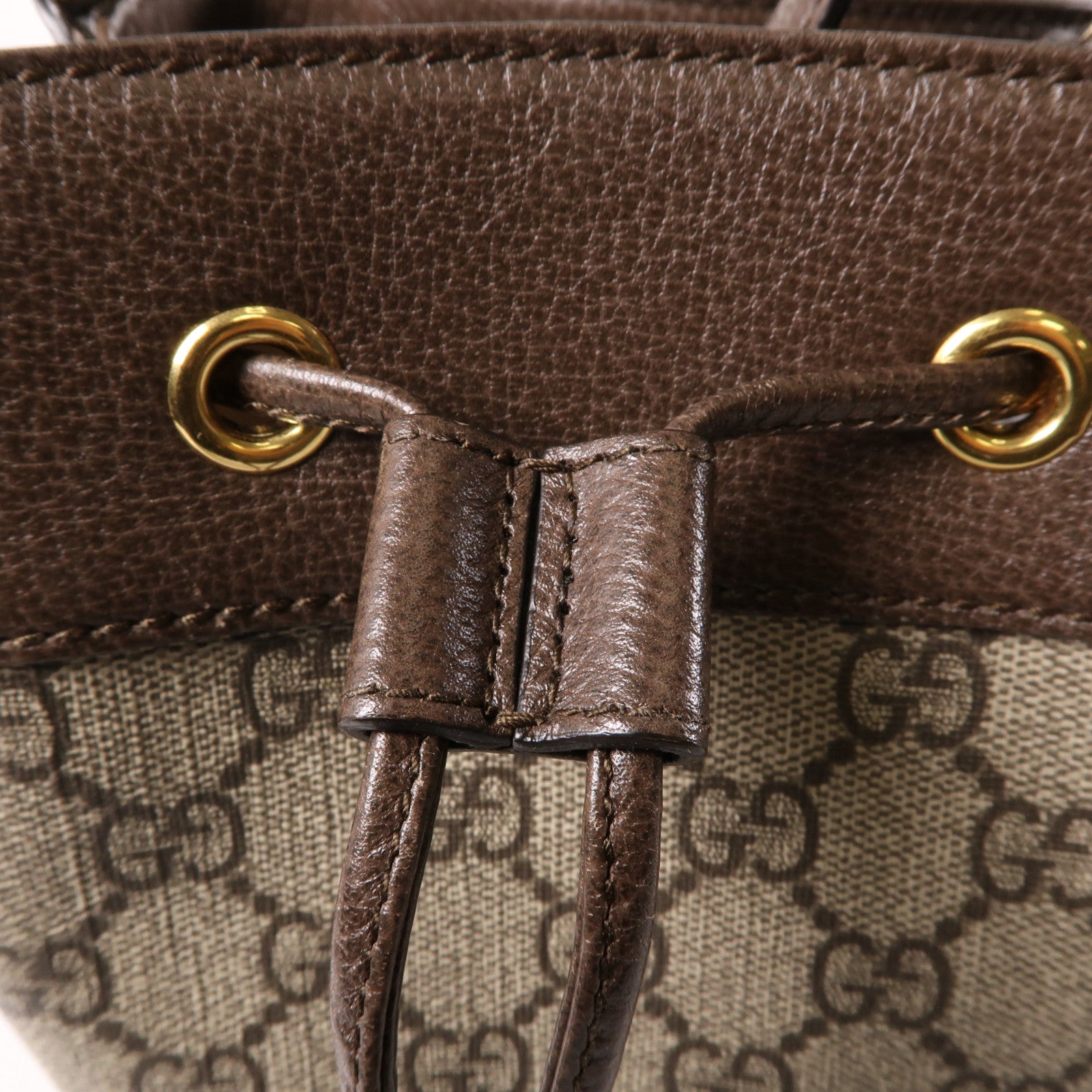 GUCCI 塗層帆布Ophidia Small Bucket Bag金扣手挽肩背兩用袋棕色