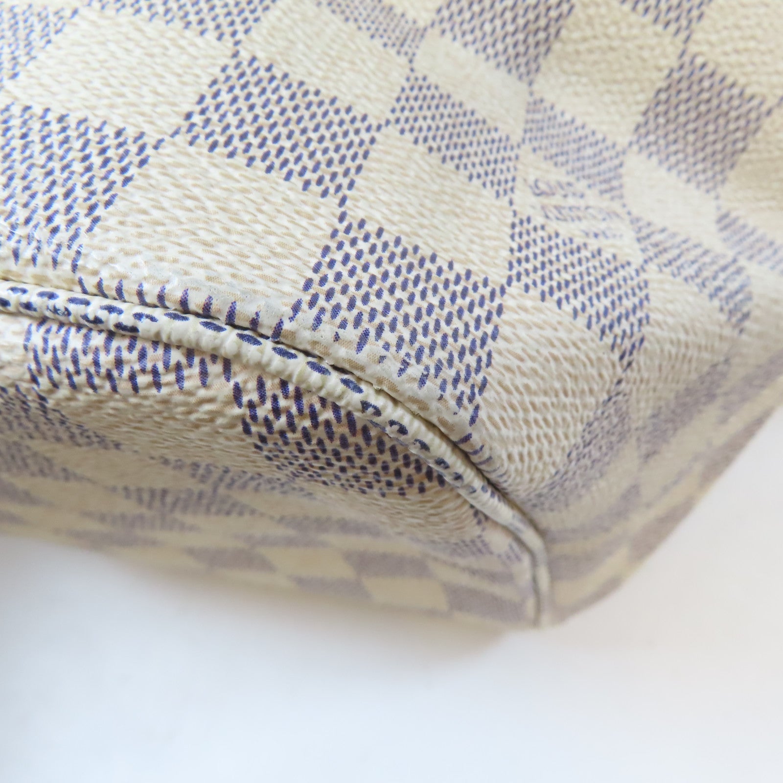 LOUIS VUITTON Damier Azur Neverfull MM金扣手挽袋米色