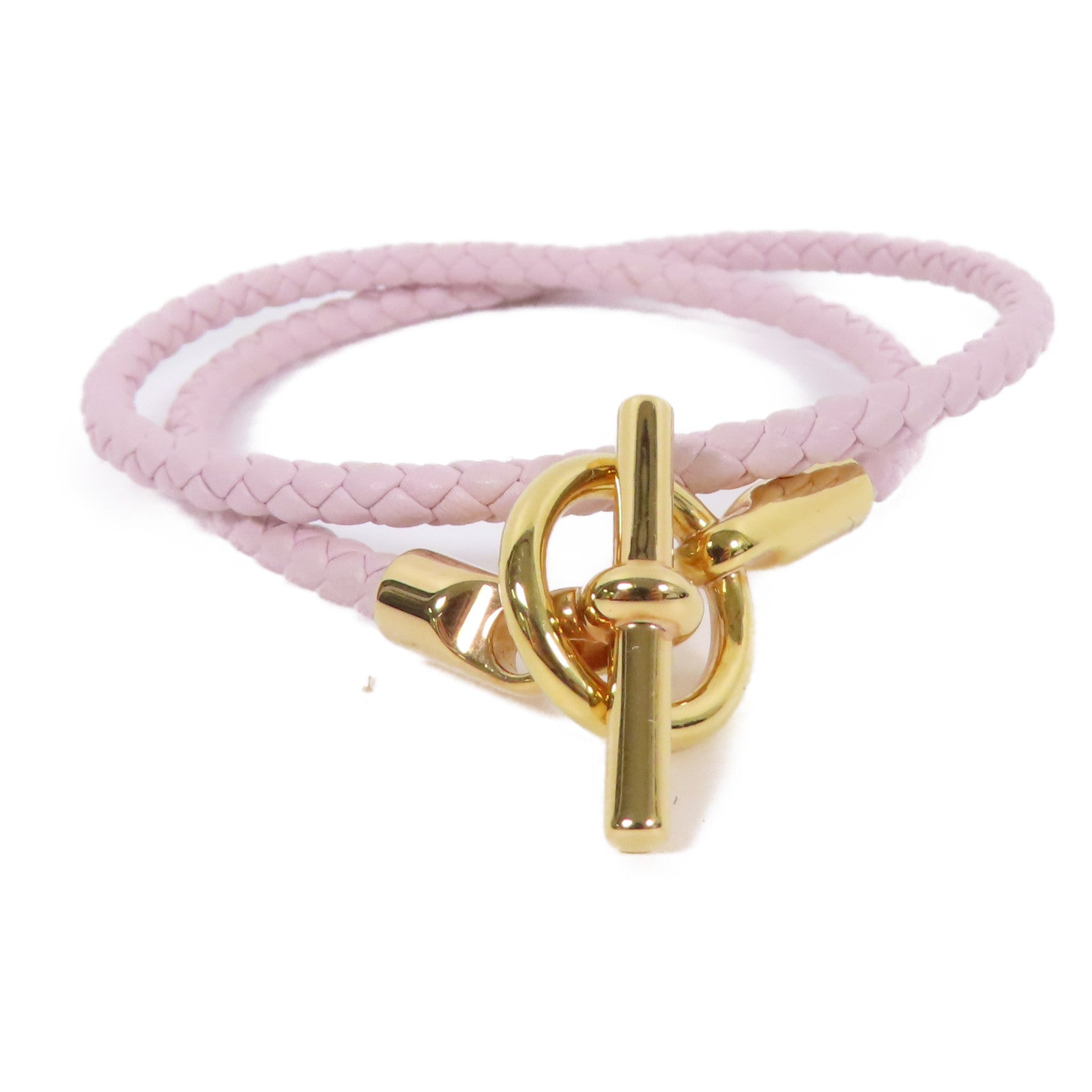 HERMES 皮革Glenan Double Tour Bracelet手鐲Mauve Pale