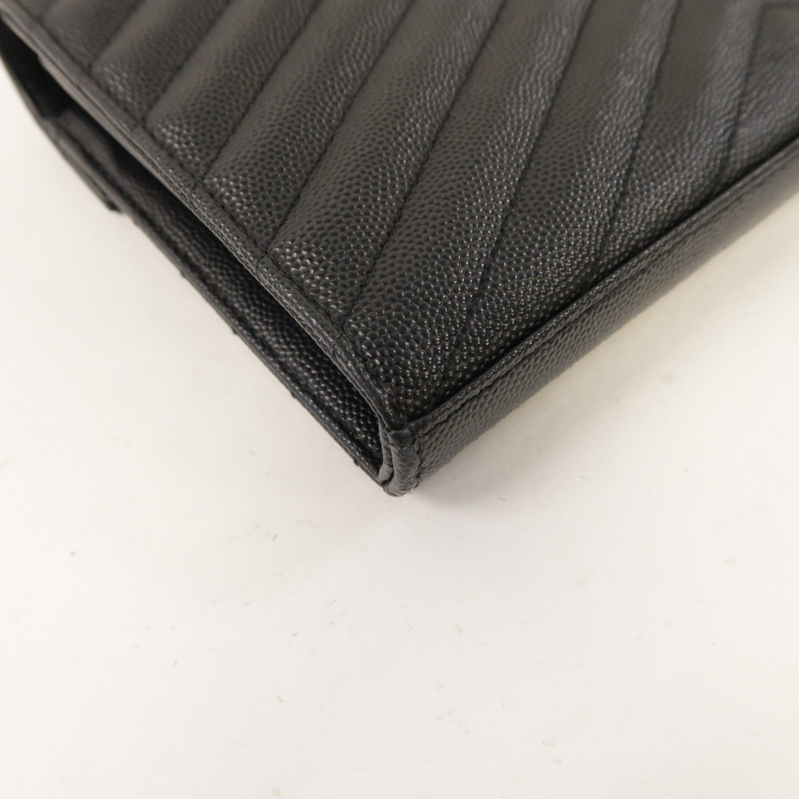 SAINT LAURENT 斜紋牛皮皮革Cassandre金扣鏈帶肩背袋黑色