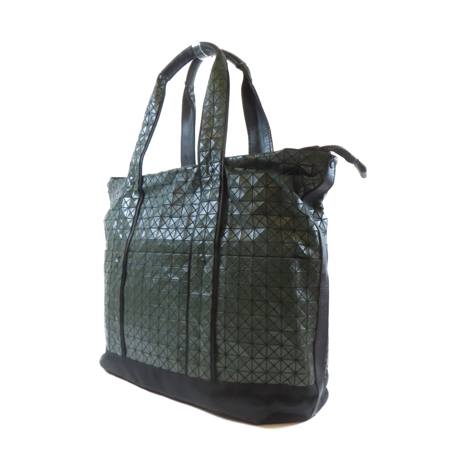 ISSEY MIYAKE 【激減優惠】PU塗層Issey Miyake黑扣手挽袋綠色/黑色