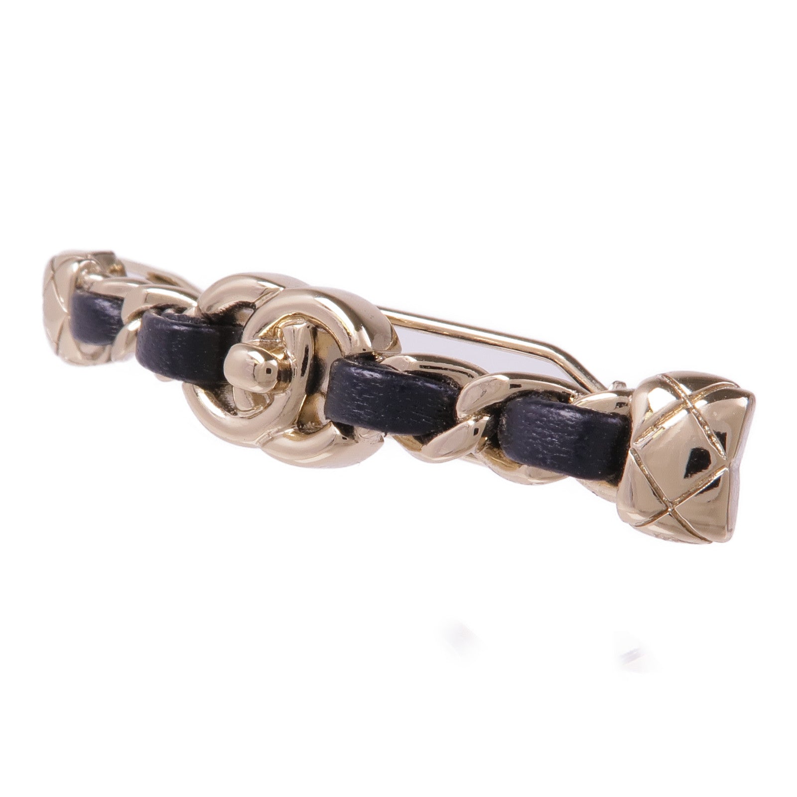 CHANEL 金屬/皮革Hair Clip髮夾