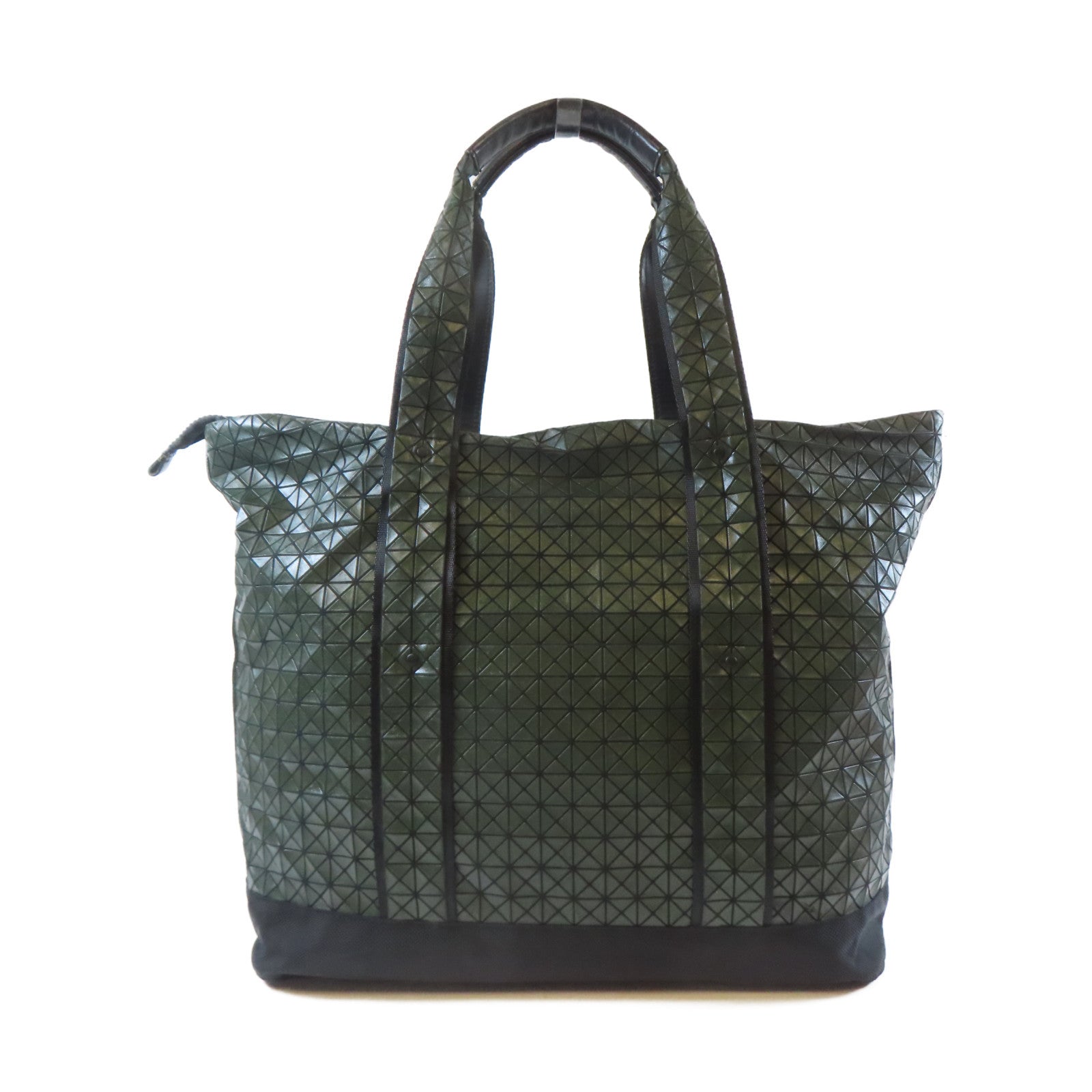 ISSEY MIYAKE 【激減優惠】PU塗層Issey Miyake黑扣手挽袋綠色/黑色
