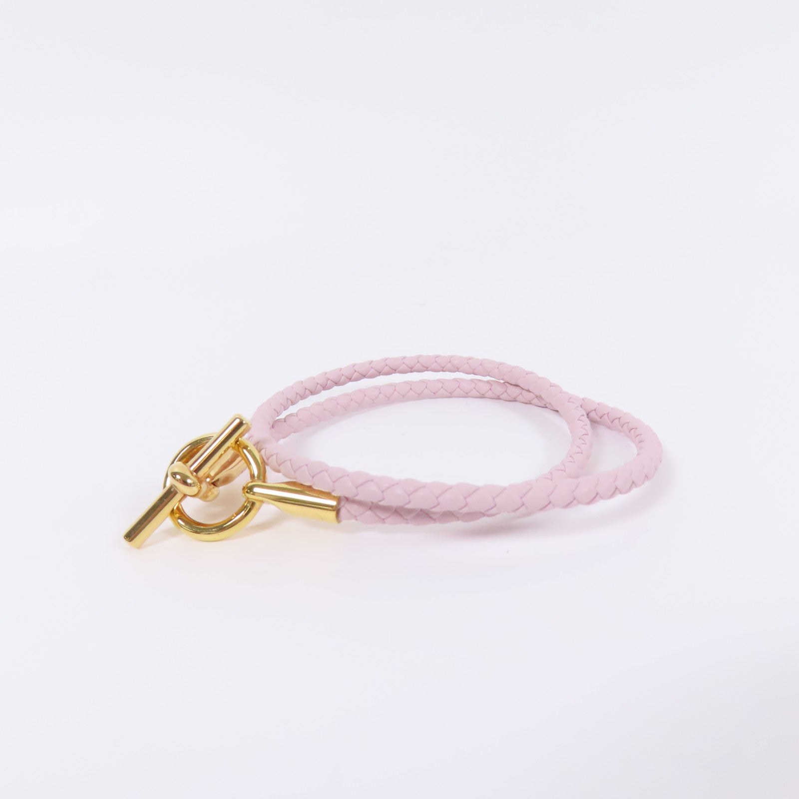 HERMES 皮革Glenan Double Tour Bracelet手鐲Mauve Pale