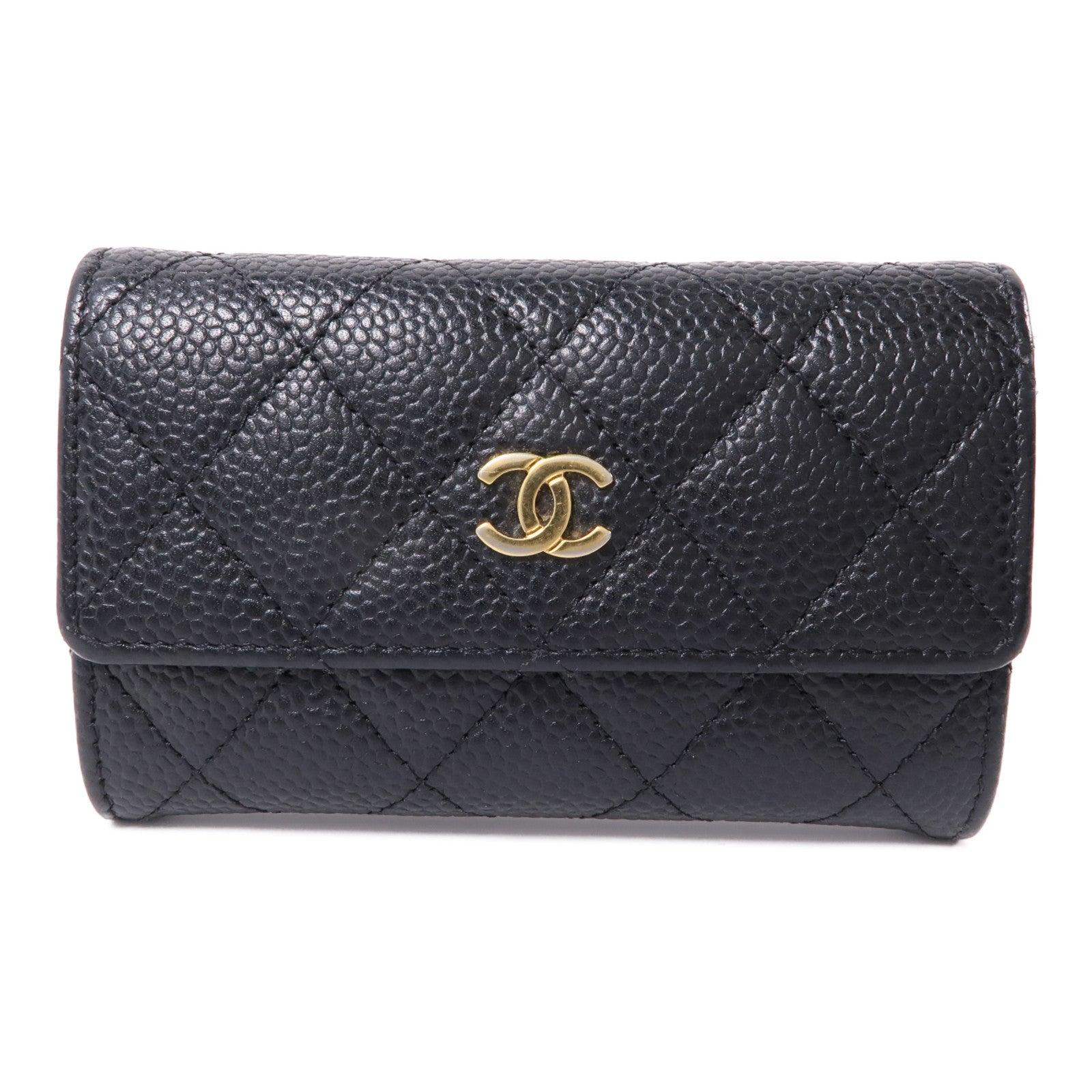 CHANEL 牛皮皮革Card Case金扣卡片套黑色