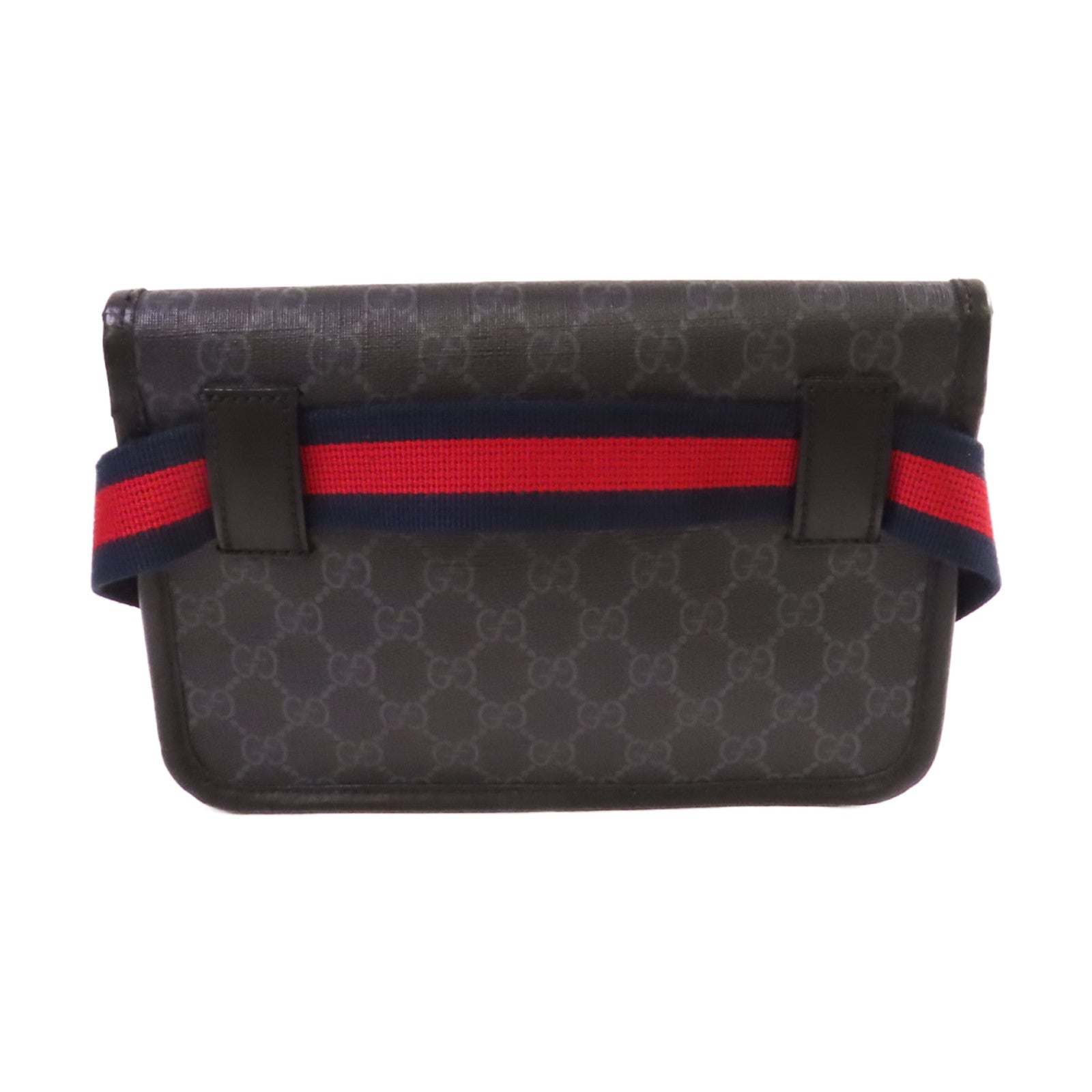 GUCCI 塗層帆布Supreme Belt Bag銀扣肩背腰袋黑色