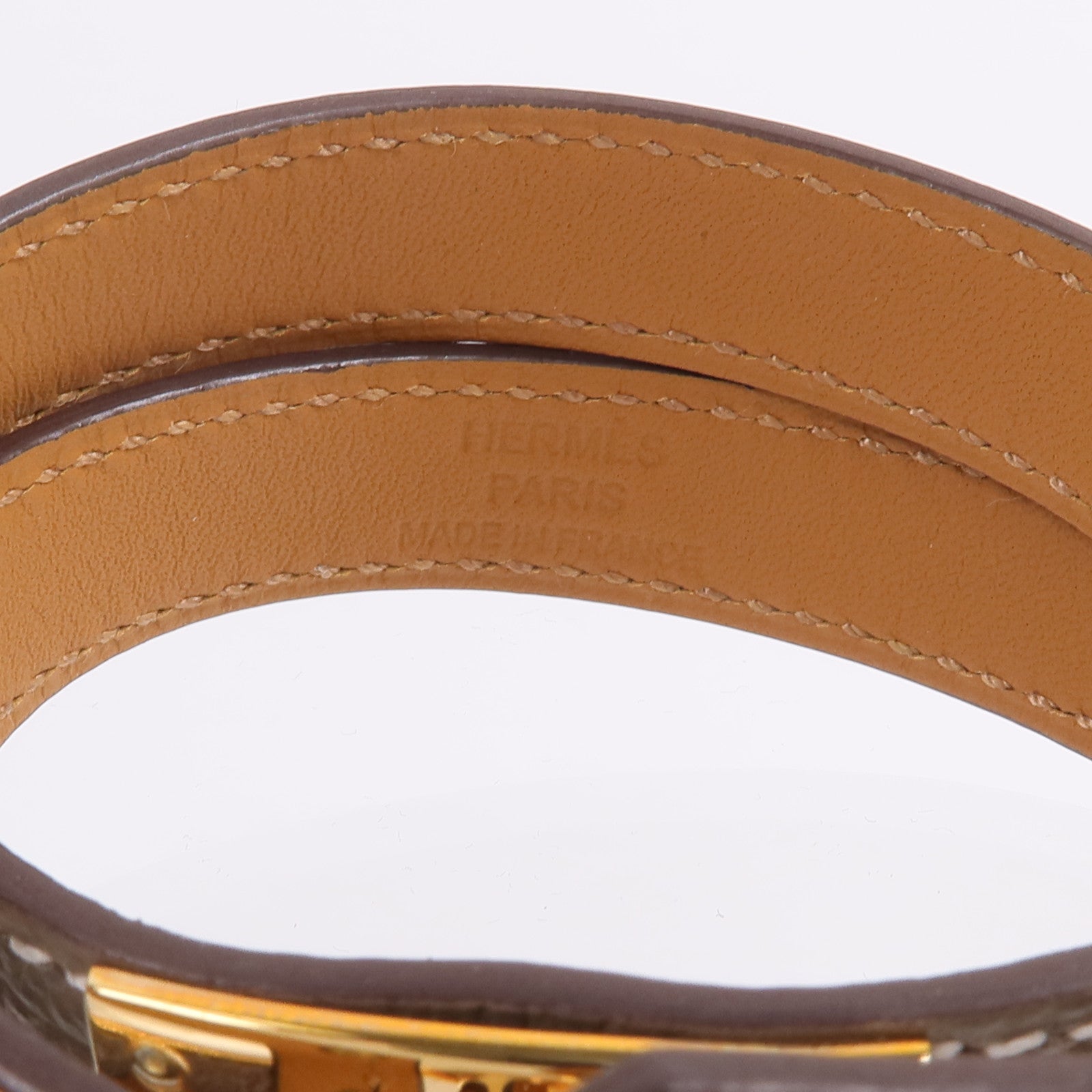 HERMES 【激減優惠】Epsom皮革Kelly Double Tour Bracelet手帶Etoupe