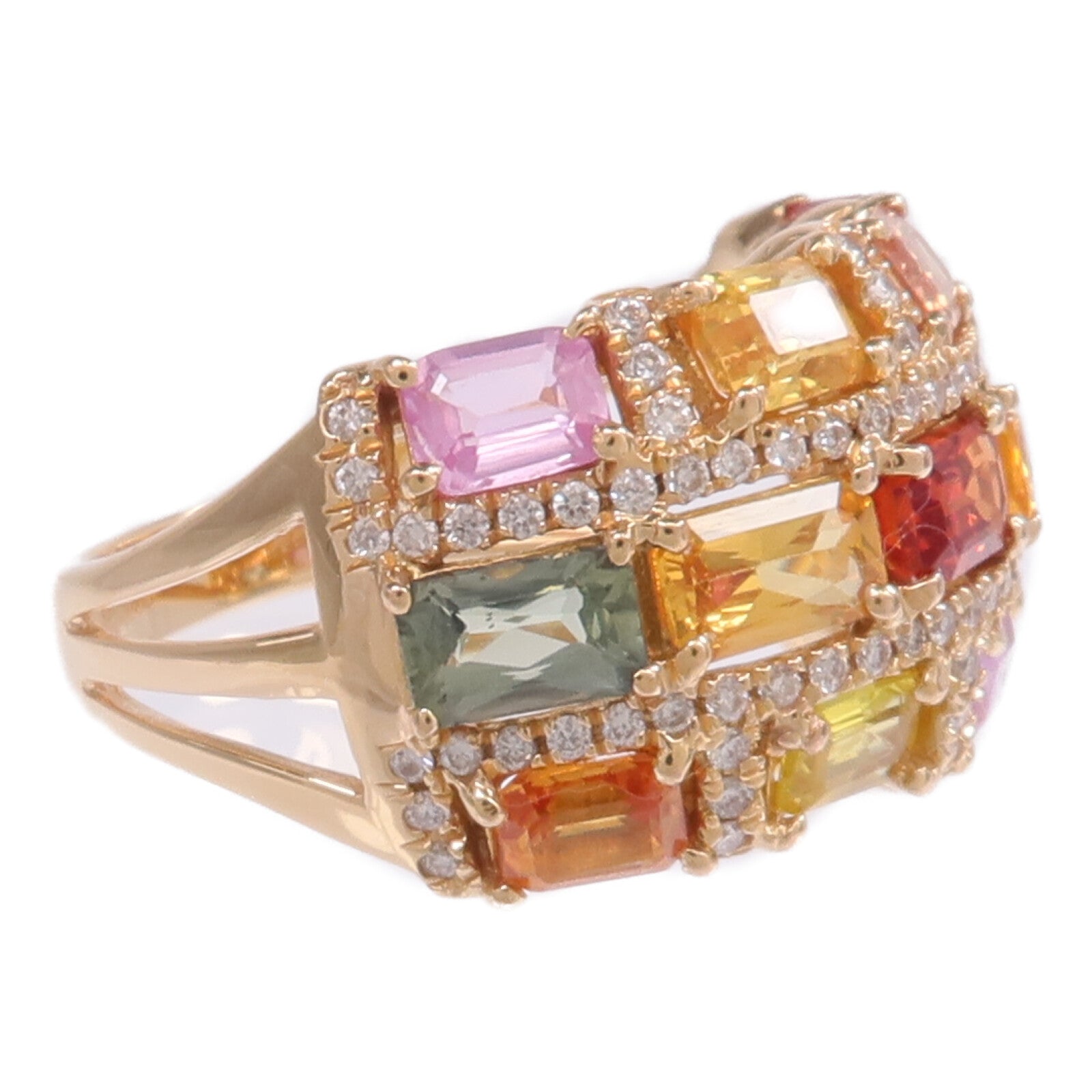 JEWELRY 18K黃金Sapphire Diamond Ring彩色藍寶石/鑽石戒指US#6.25