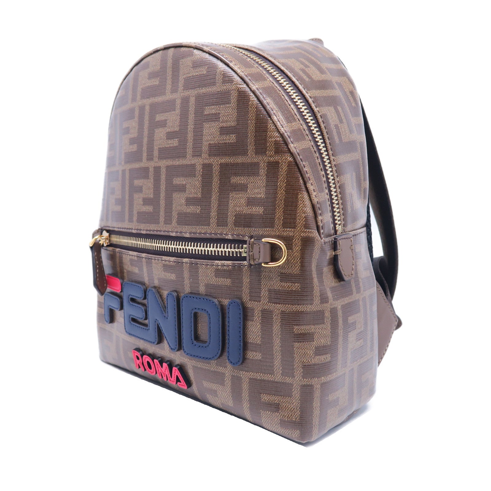 FENDI **【激減優惠】塗層帆布Backpack金扣背包啡色