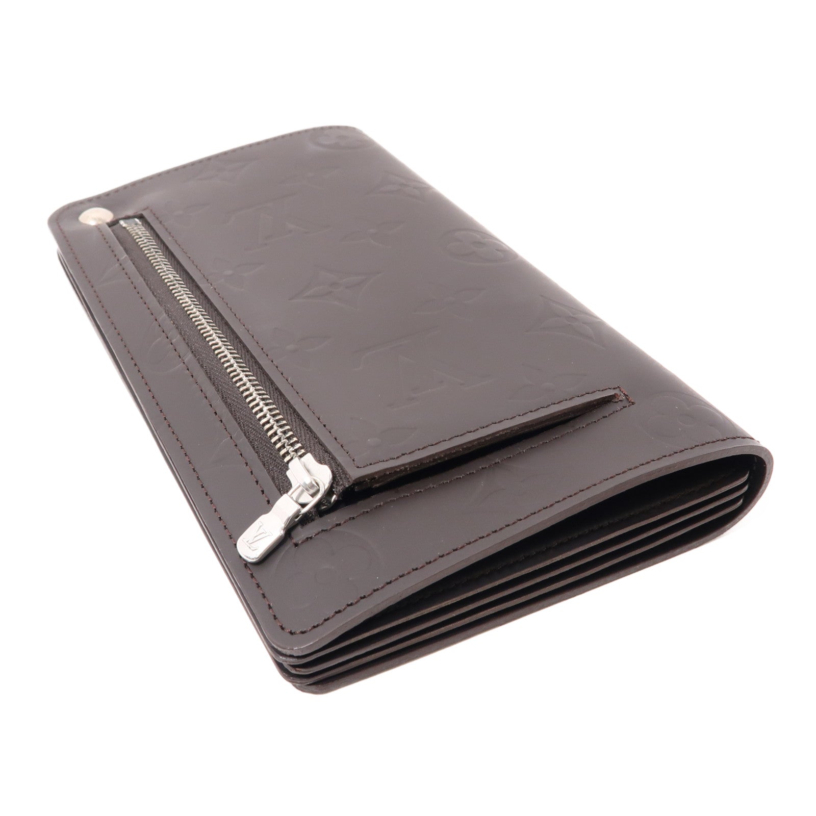 LOUIS VUITTON Monogram Glace Hoist Long Wallet銀扣長錢包棕色