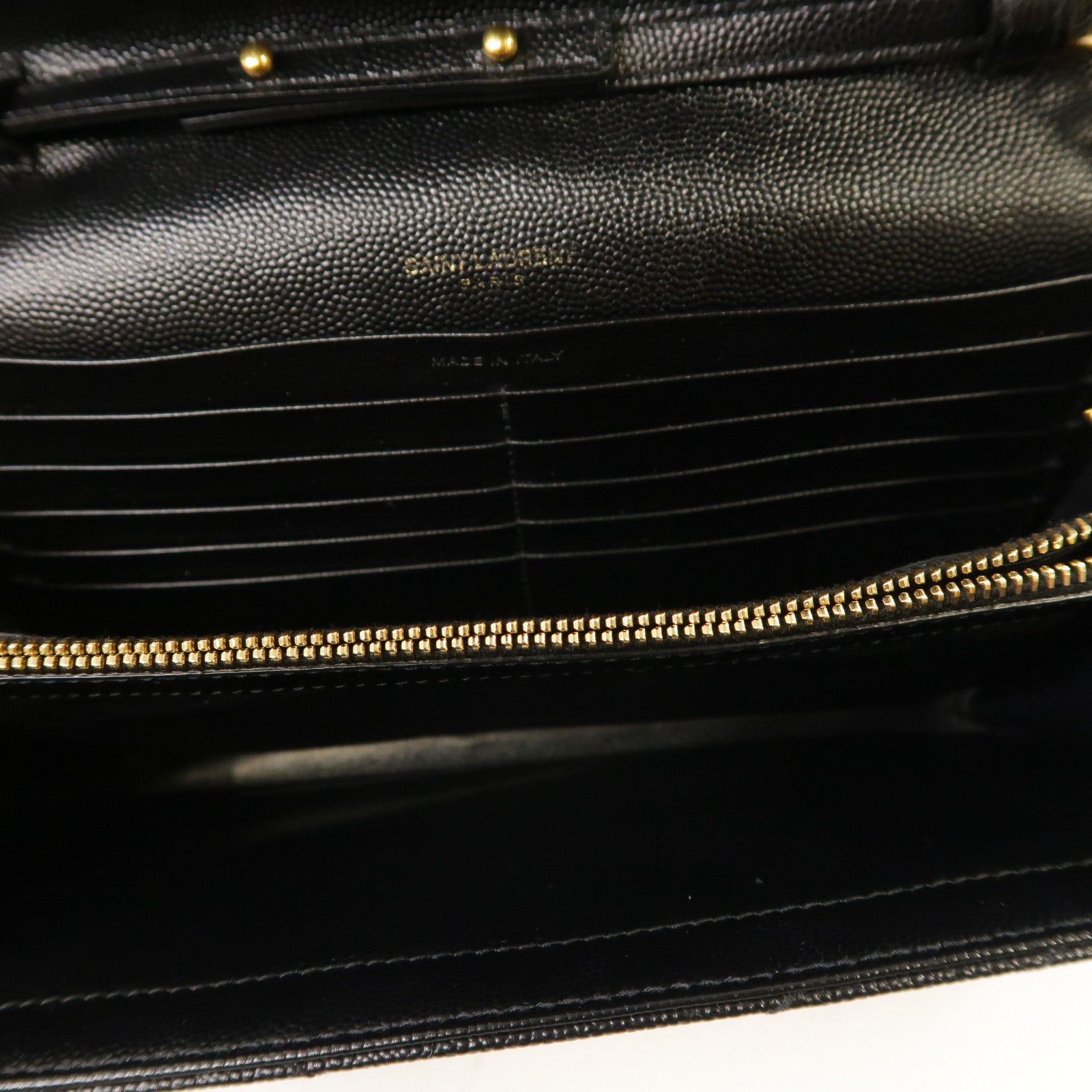 SAINT LAURENT 斜紋牛皮皮革Cassandre金扣鏈帶肩背袋黑色