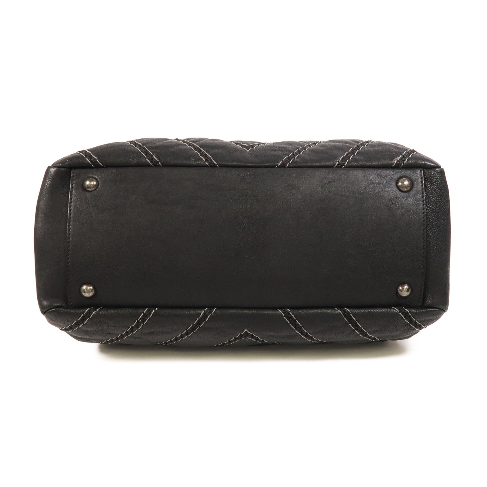 CHANEL 牛皮皮革2 Way Shoulder銀扣手挽肩背兩用袋