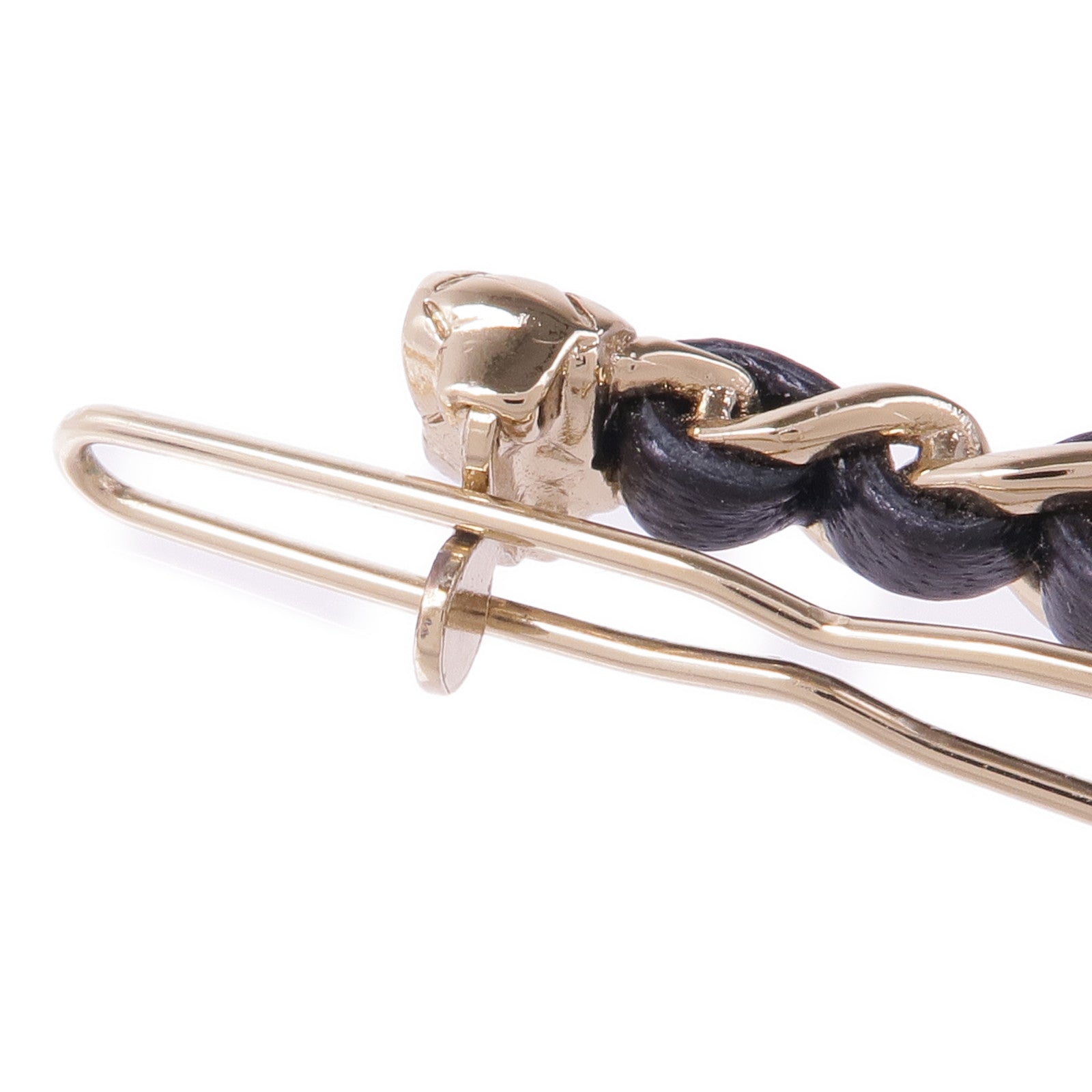 CHANEL 金屬/皮革Hair Clip髮夾