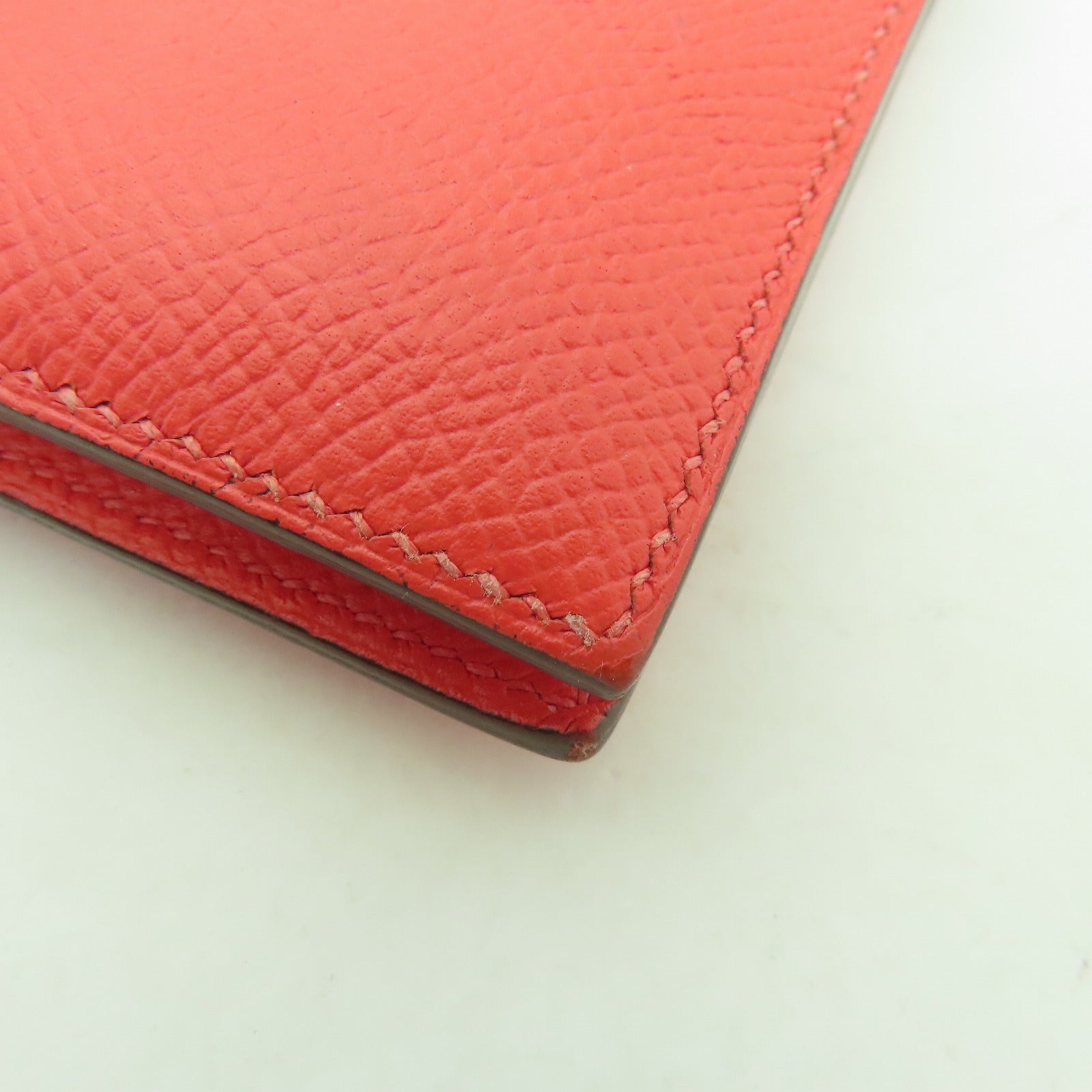 HERMES 【激減優惠】Epsom皮革Bearn Compact wallet銀扣錢包粉紅色