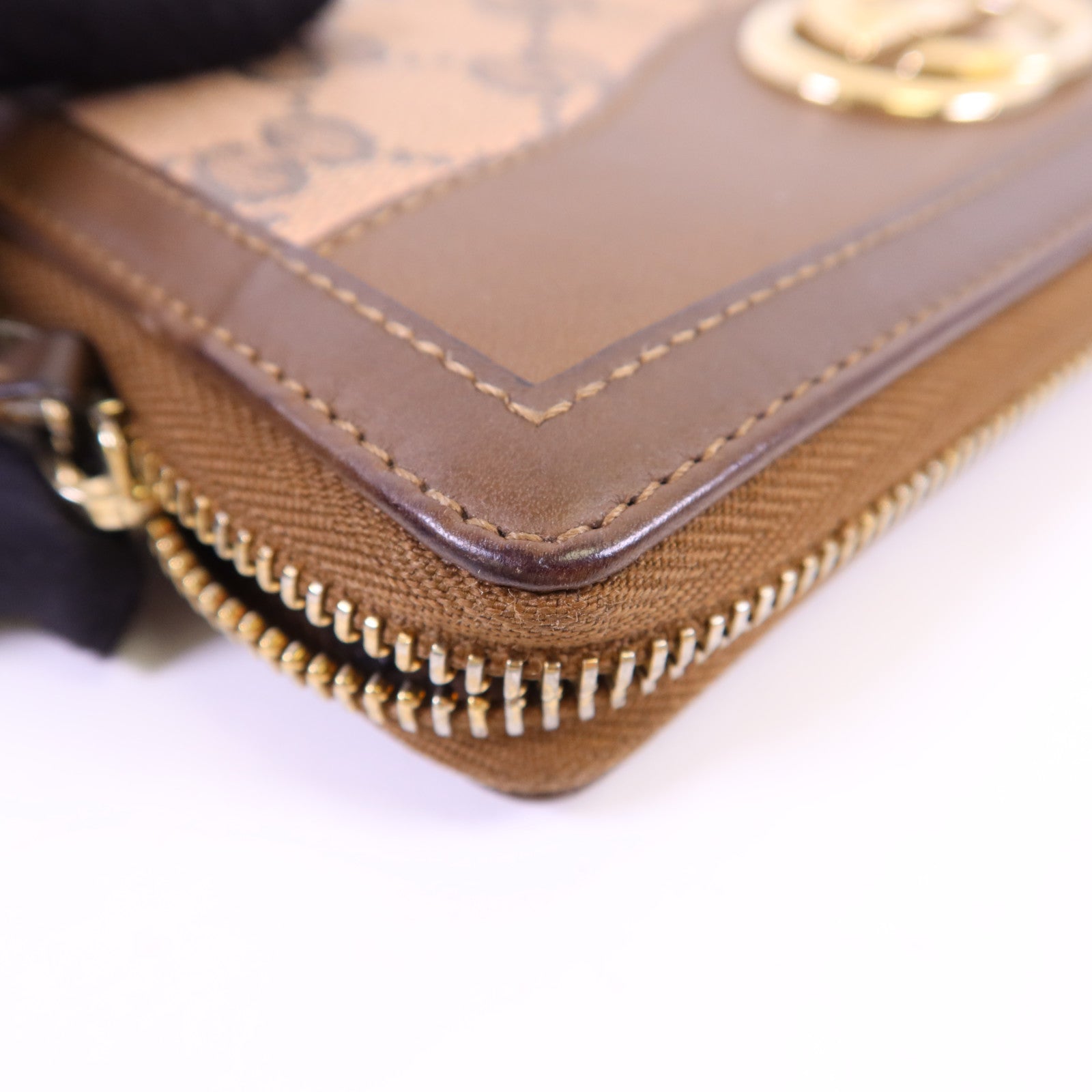 GUCCI 帆布GG Canvas Long Round Zipper Wallet金扣長錢包